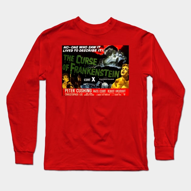 Classic Horror Movie Lobby Card - The Curse of Frankenstein Long Sleeve T-Shirt by Starbase79